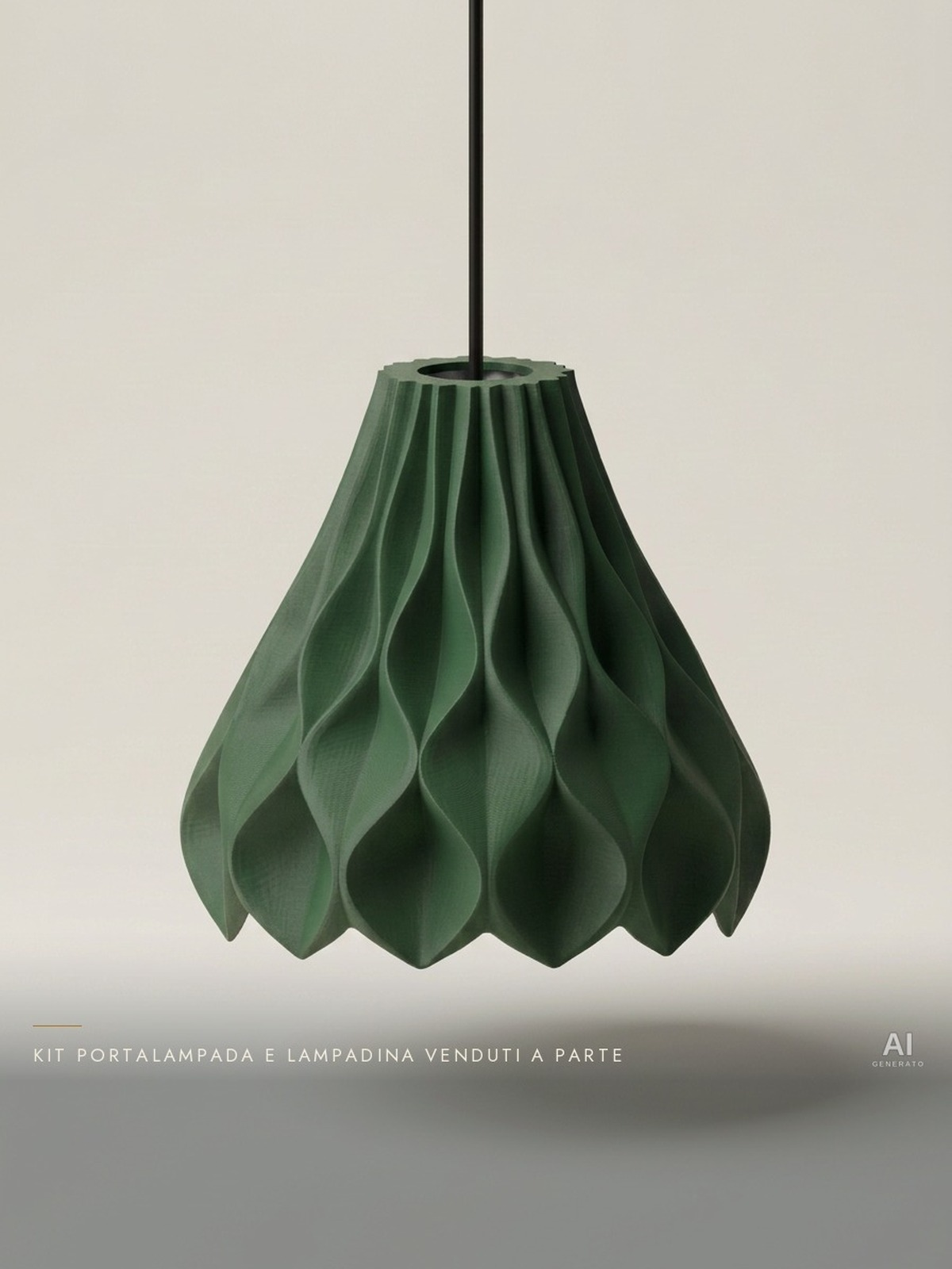 Abyssal02 Pendant – Paralume a sospensione con rilievi ondulati - finitura opaca - Verde Scuro