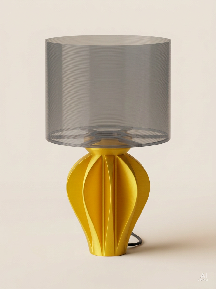 Akani – Lampada paralume – stampata in 3D - Oro Silk / Grigio Traslucido