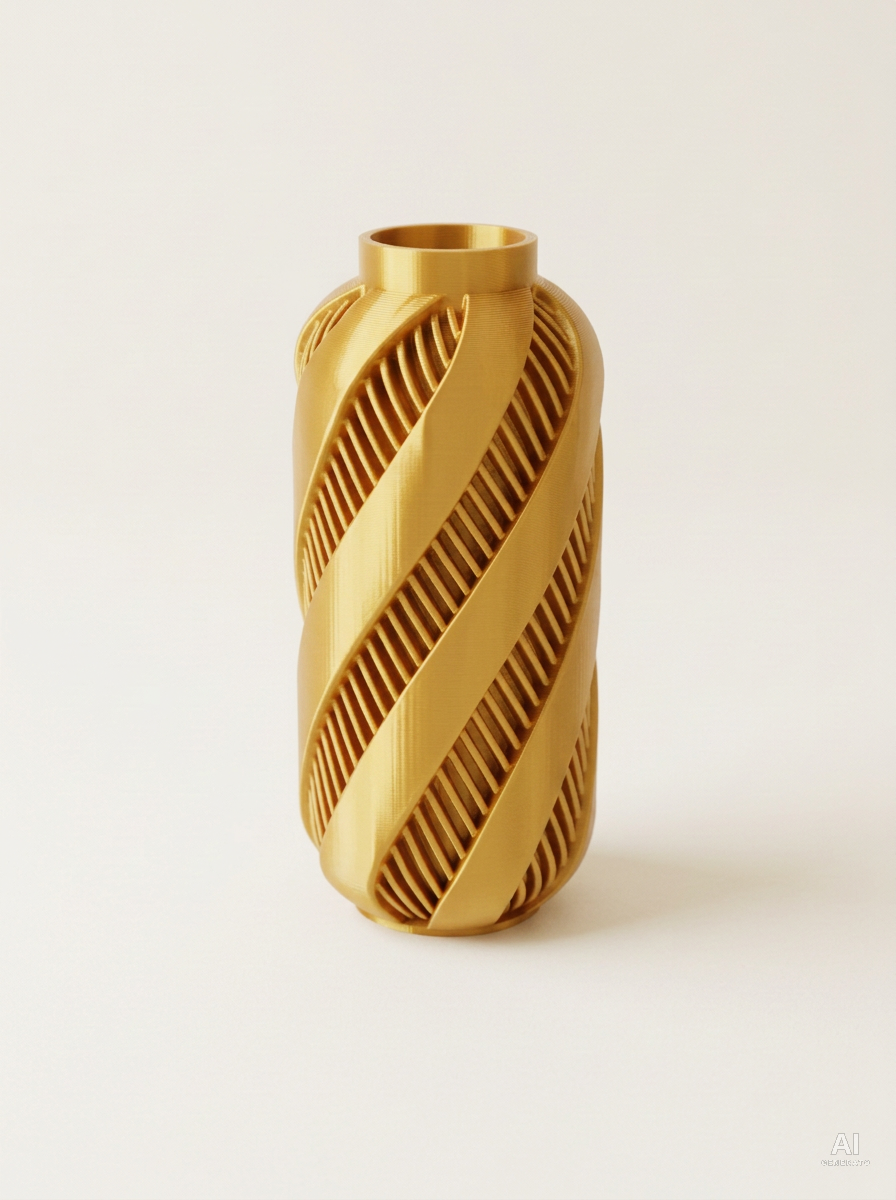 Alin — Vaso decorativo a spirale stampato in 3D - effetto seta - Oro Silk