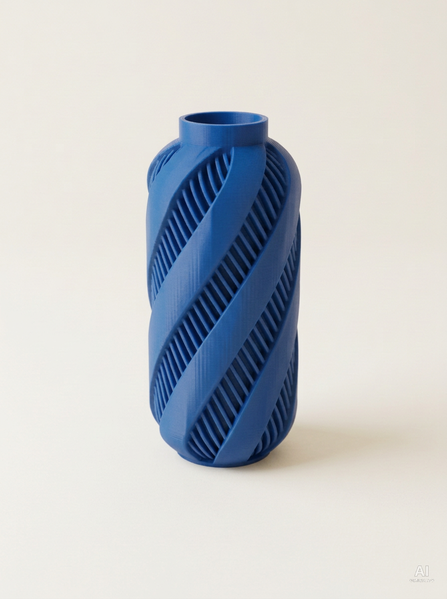 Alin — Vaso decorativo a spirale stampato in 3D - finitura opaca - Blu