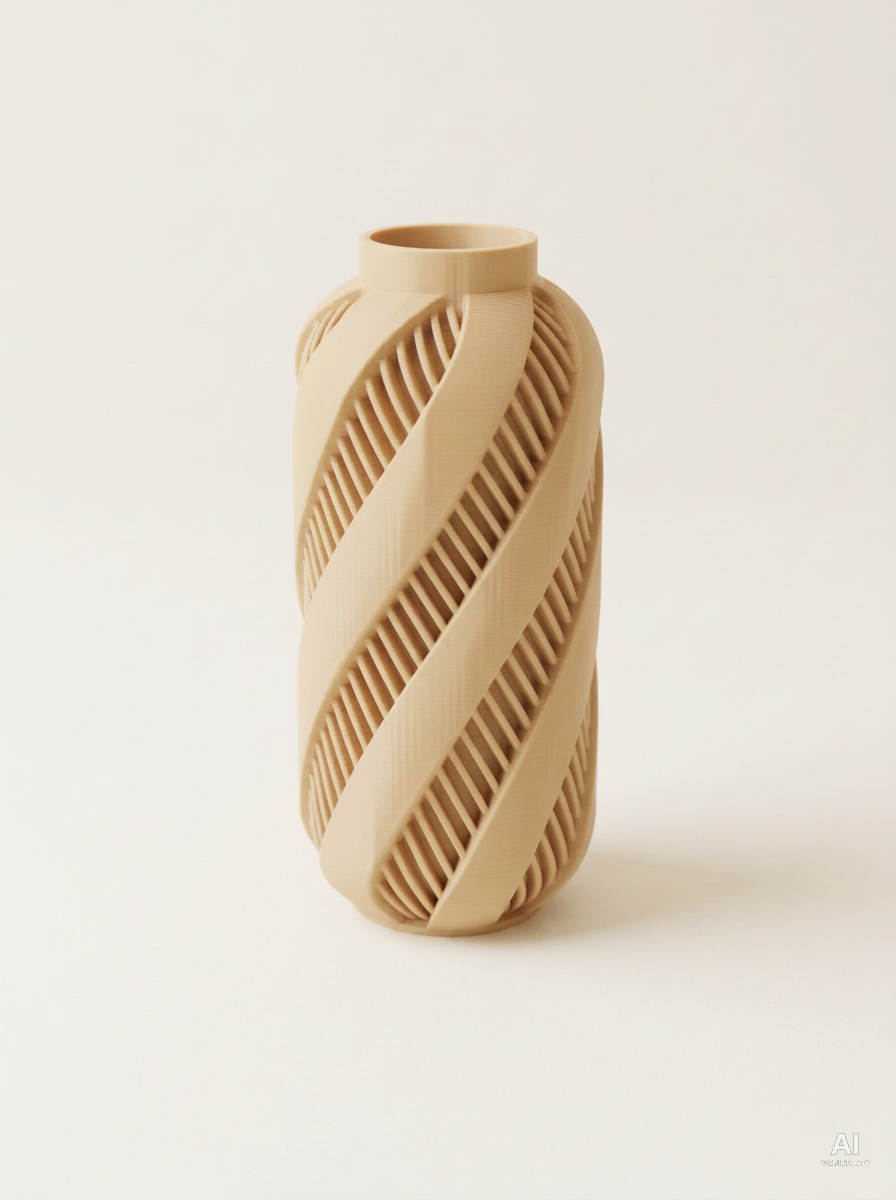 Alin — Vaso decorativo a spirale stampato in 3D - finitura opaca - Caramello