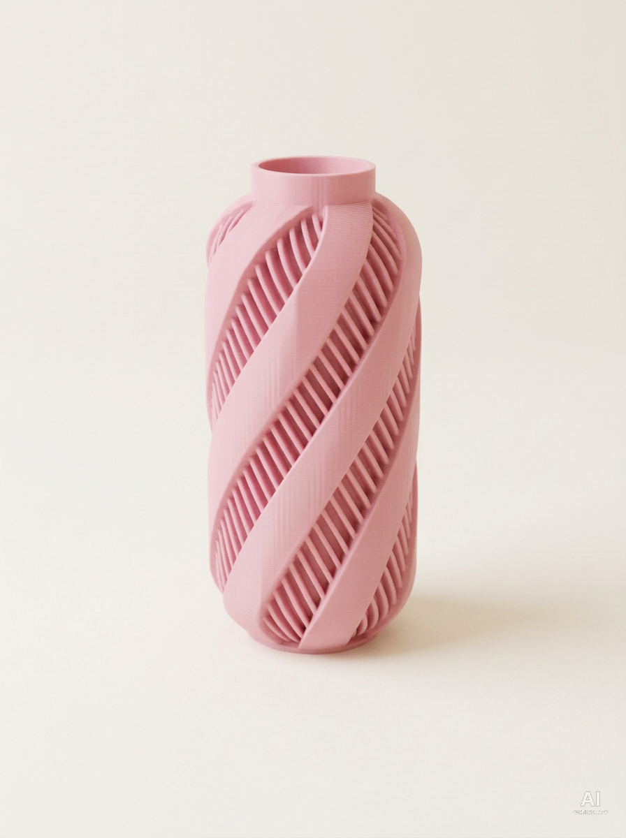 Alin — Vaso decorativo a spirale stampato in 3D - finitura opaca - Rosa
