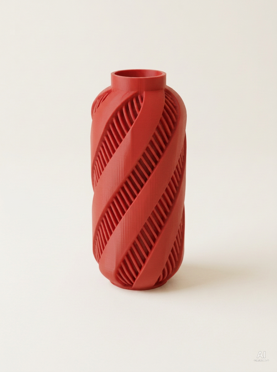 Alin — Vaso decorativo a spirale stampato in 3D - finitura opaca - Rosso