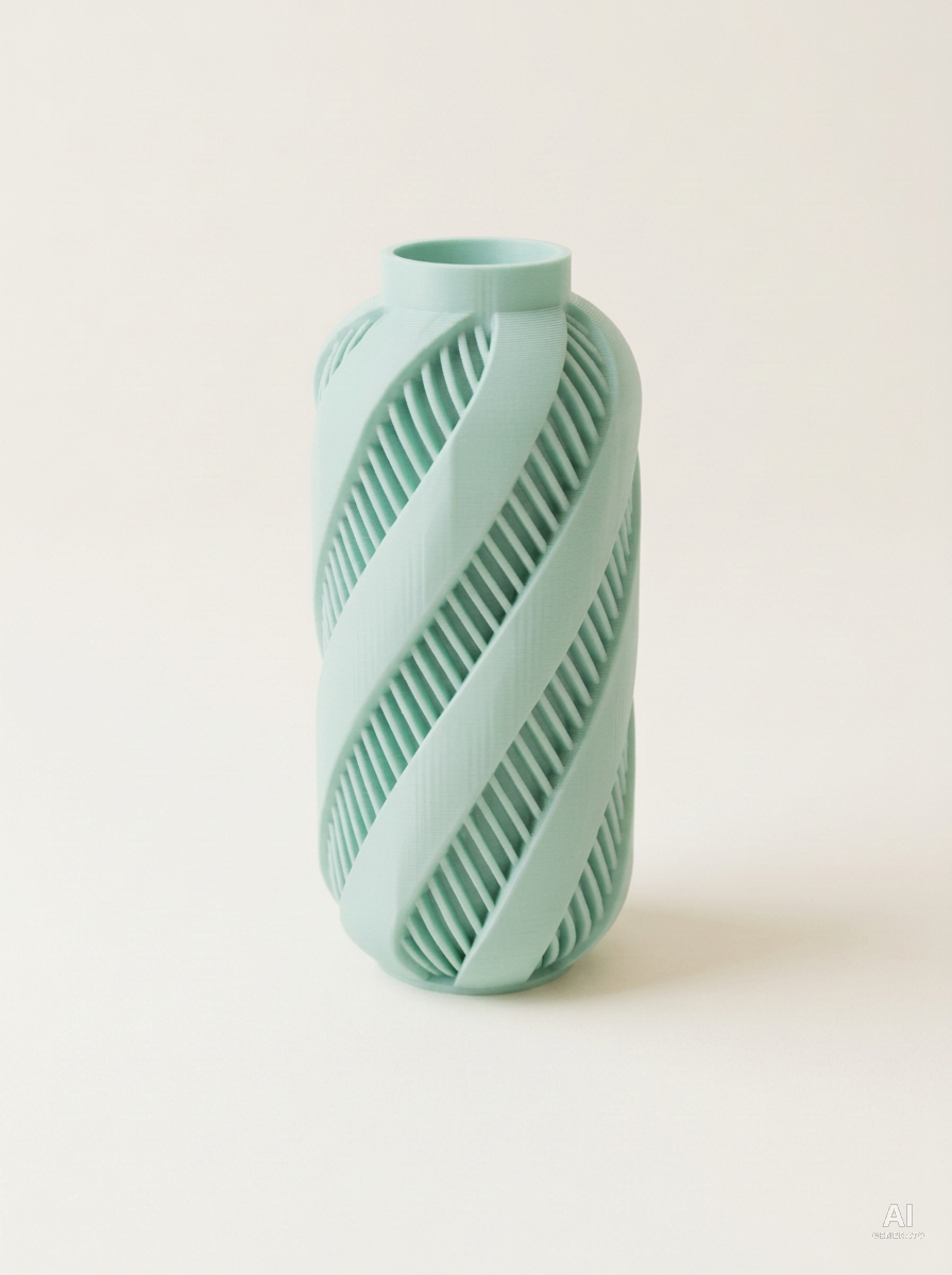 Alin — Vaso decorativo a spirale stampato in 3D - finitura opaca - Verde Pastello
