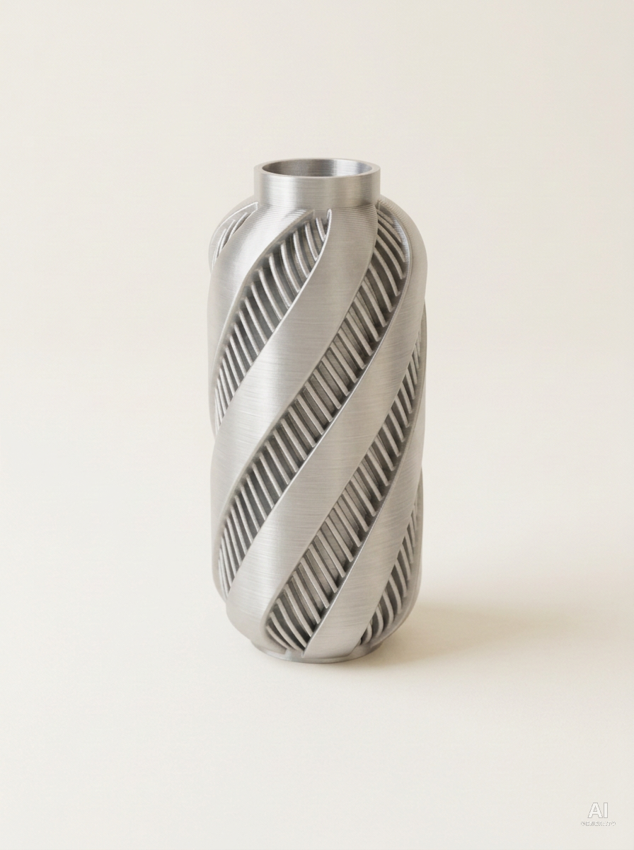 Alin — Vaso decorativo a spirale stampato in 3D - metallizzato - Argento