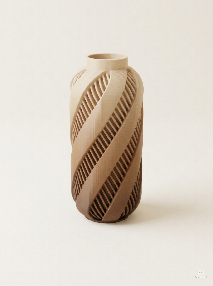 Alin — Vaso decorativo a spirale stampato in 3D - sfumato - Cappuccino Sfumato