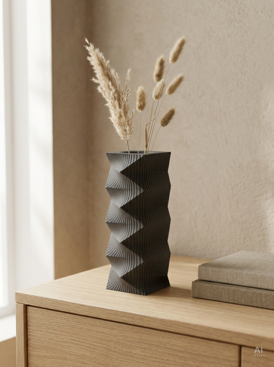 Anio — Vaso decorativo a zig-zag stampato in 3D — ambientata