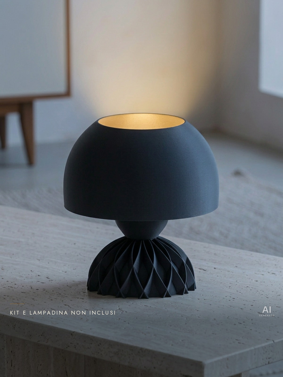 Arkan – Base e paralume da tavolo — ambientata sera accesa — lampada da tavolo design