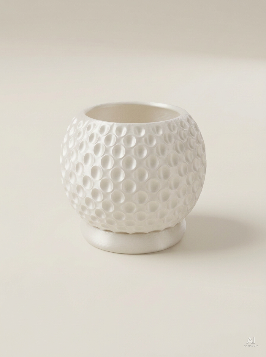 Bubble — Vaso a bolle con sottovaso, stampato in 3D - Bianco Silk / Bianco Silk