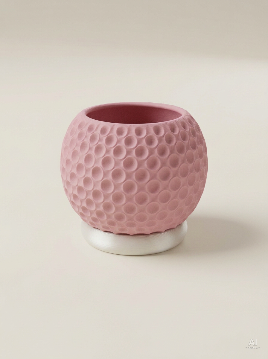 Bubble — Vaso a bolle con sottovaso, stampato in 3D - Rosa / Bianco Silk