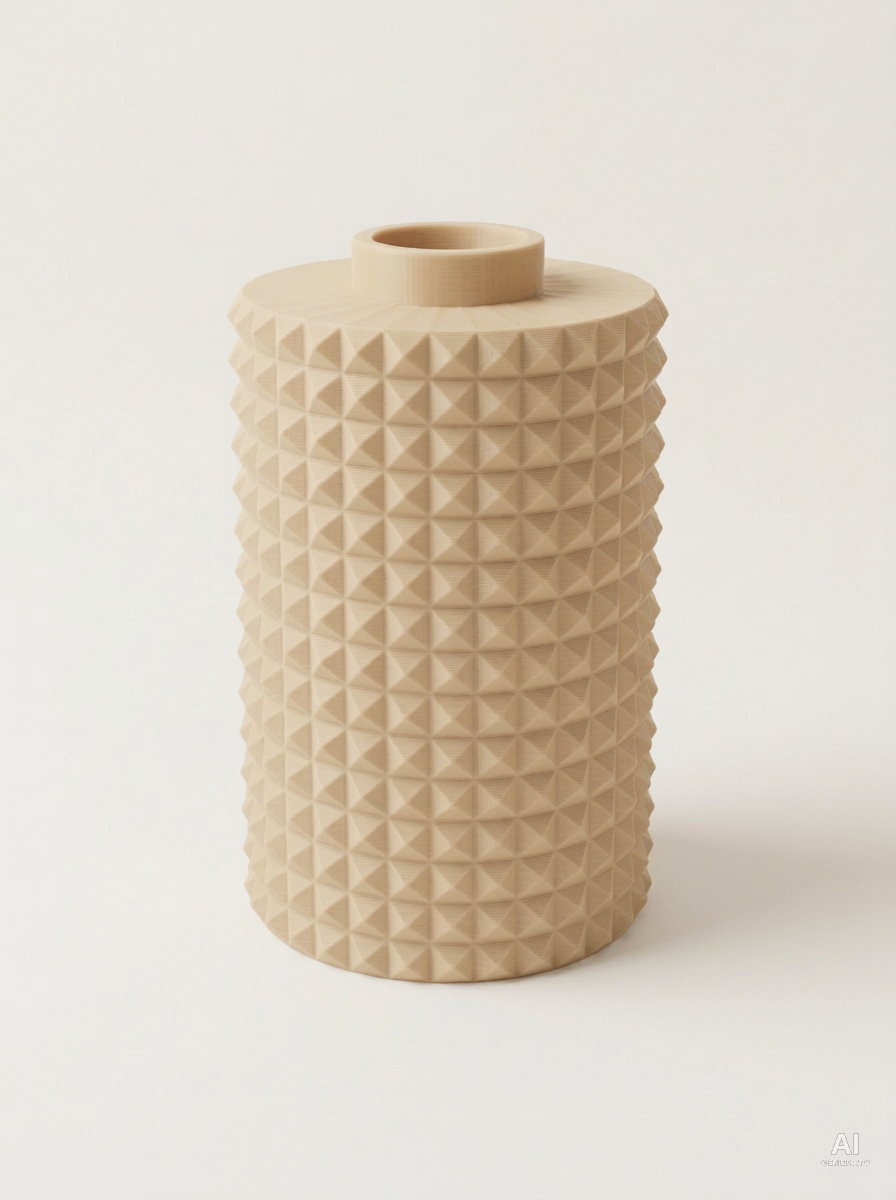 Bugna — Vaso decorativo a punta di diamante stampato in 3D - finitura opaca - Caramello