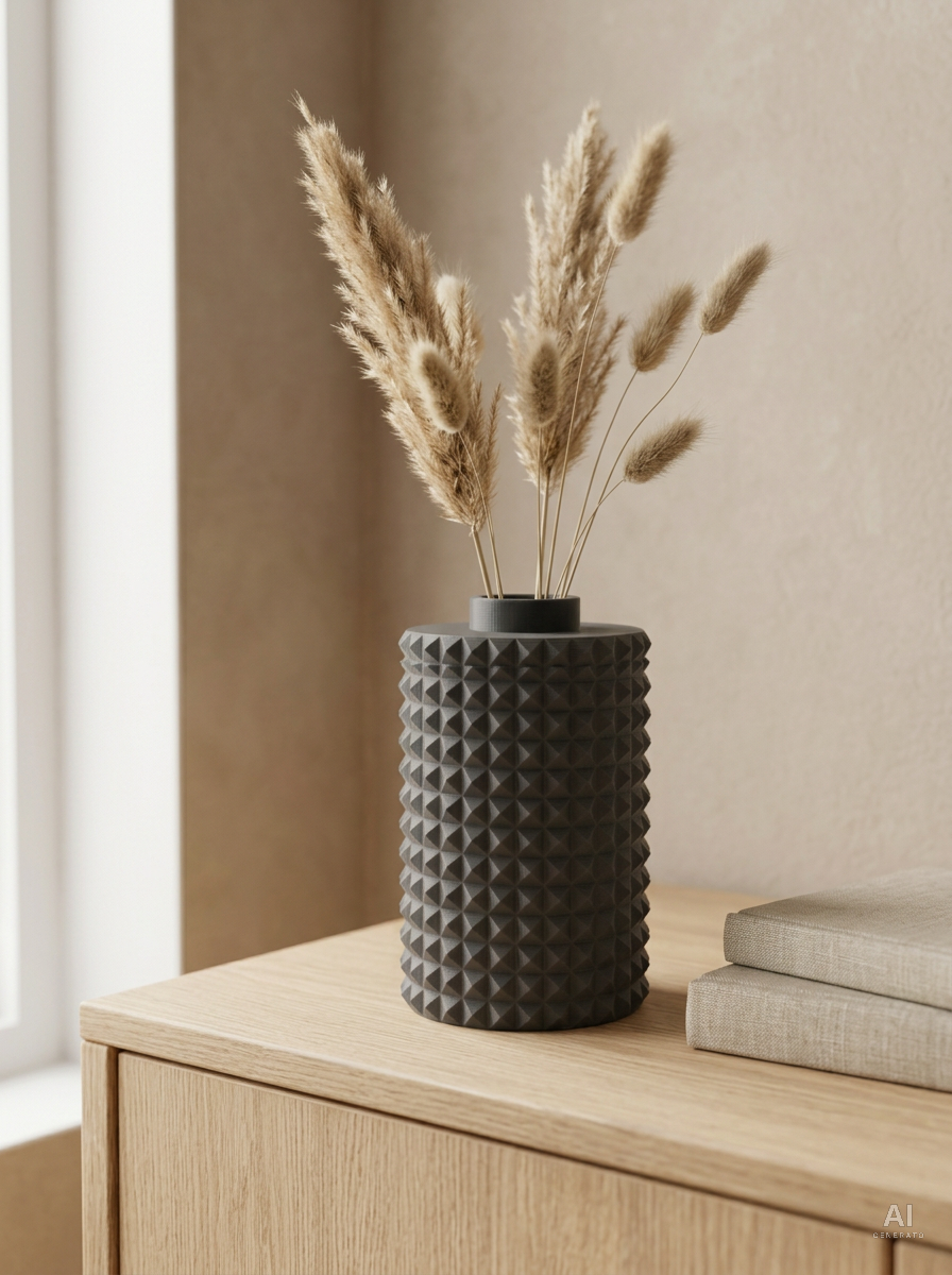 Bugna — Vaso decorativo a punta di diamante stampato in 3D — ambientata — vaso design bugnato