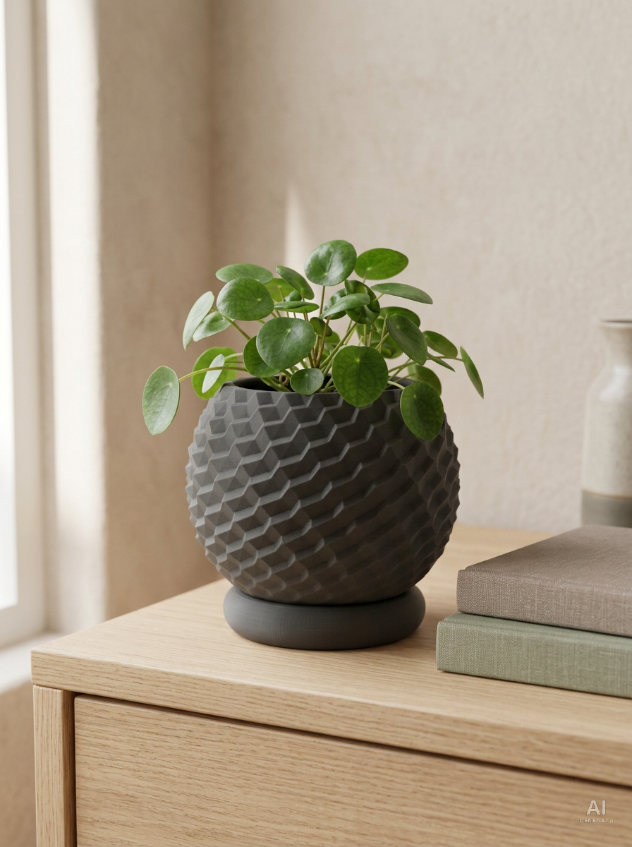 Cobble — Vaso a tasselli con sottovaso, stampato in 3D — ambientata — vaso design