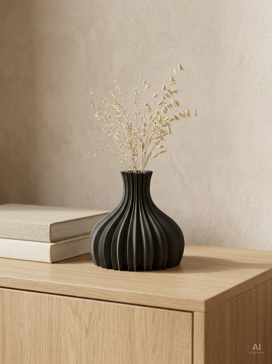 Dove — Vaso a pieghe con collo stretto — ambientata — vaso decorativo