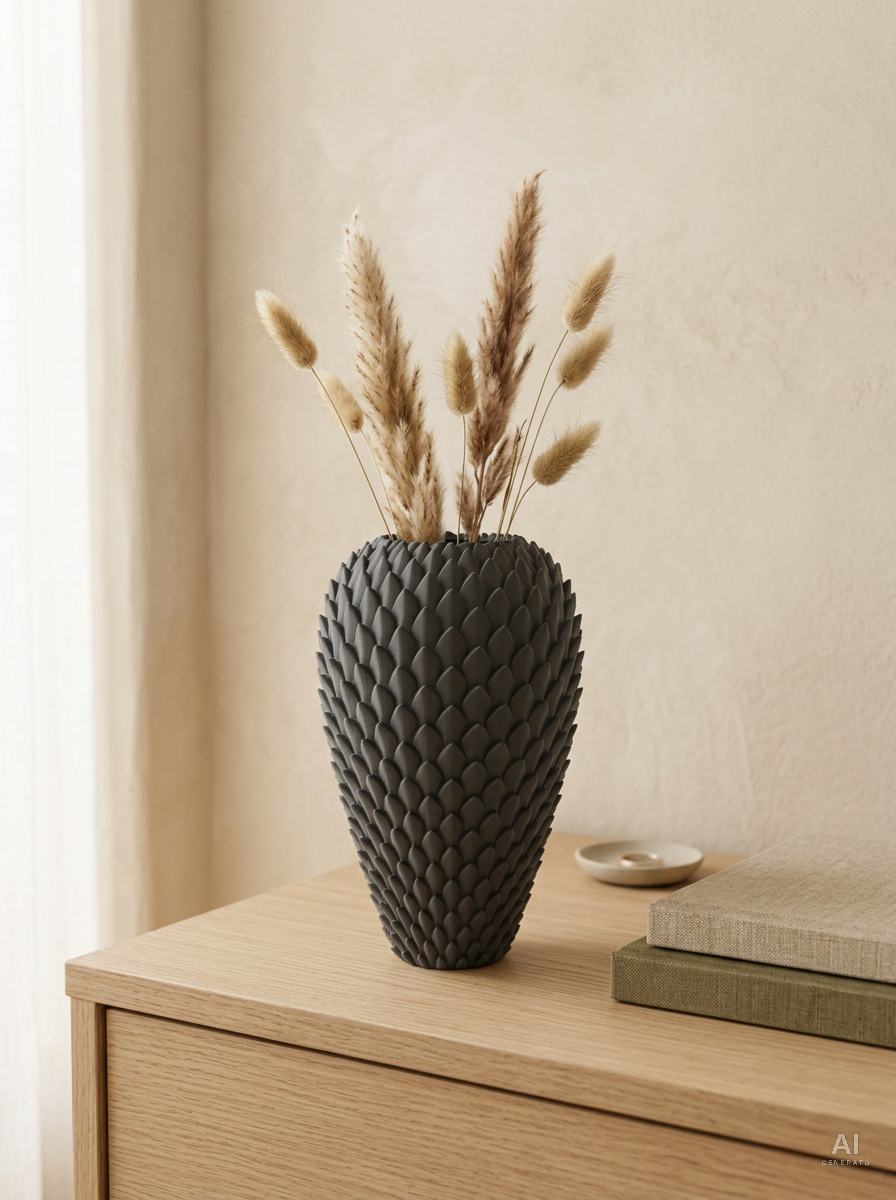 Drago — Vaso decorativo a squame stampato in 3D — ambientata — vaso a squame