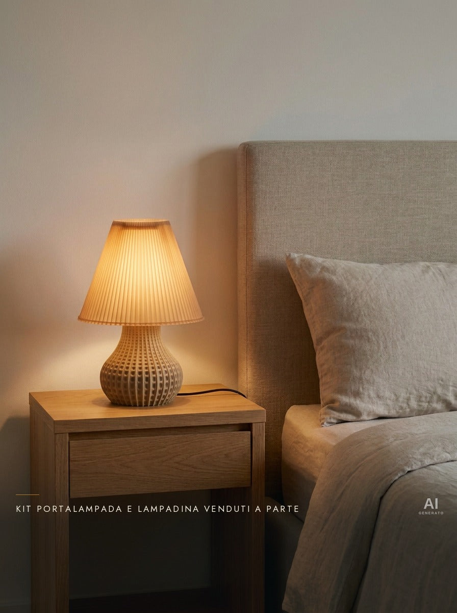 Drops – Lampada paralume – stampata in 3D — ambientata sera accesa — paralume stampato in 3D