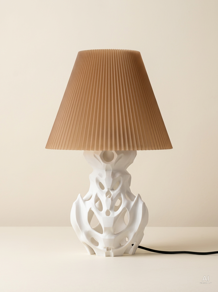 Flutter – Lampada paralume – stampata in 3D - Bianco / Marrone Traslucido