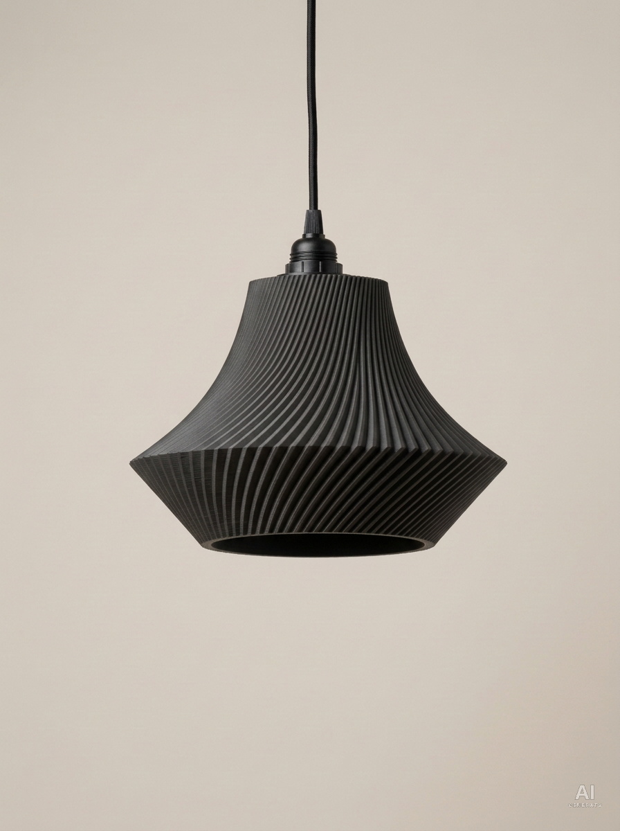 Funga – Lampada paralume – stampata in 3D - finitura opaca - Carbone