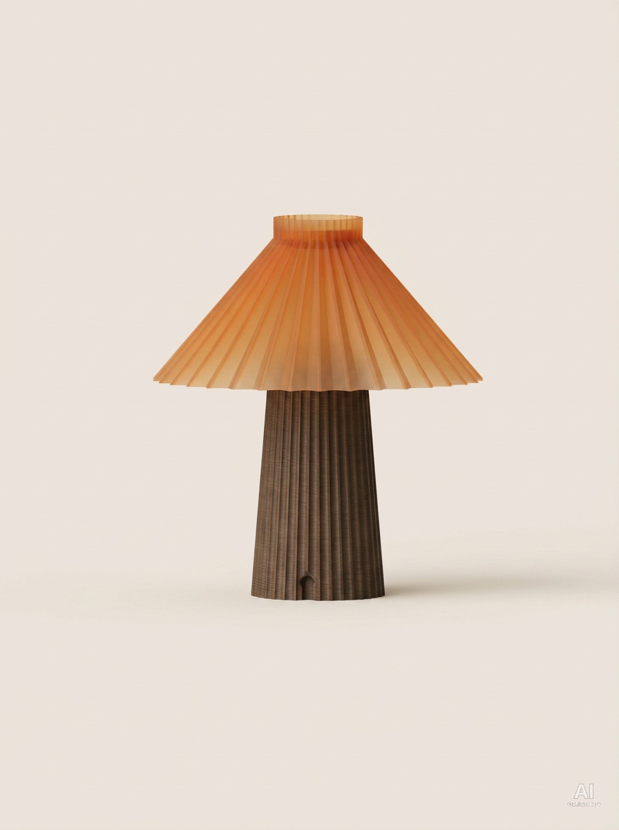 Fusta – Lampada paralume – stampata in 3D - Nero Legno / Arancione Traslucido