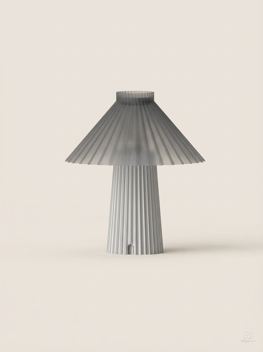 Fusta – Lampada paralume – stampata in 3D - Argento Silk / Grigio Traslucido