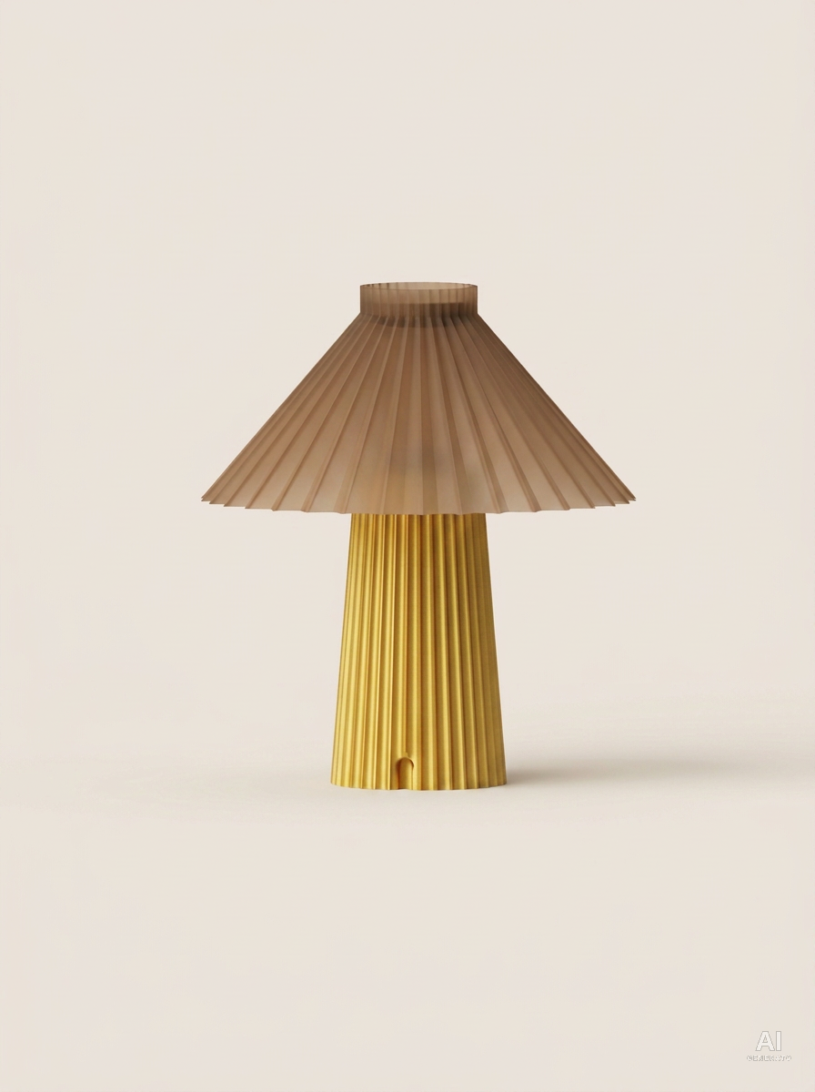 Fusta – Lampada paralume – stampata in 3D - Oro Silk / Marrone Traslucido