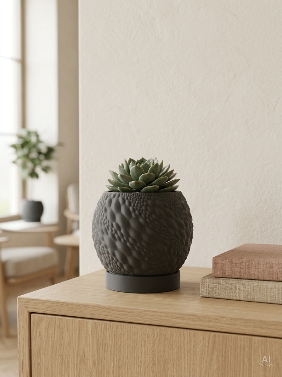 Gato — Vaso a bolle in rilievo con sottovaso — ambientata — vaso design