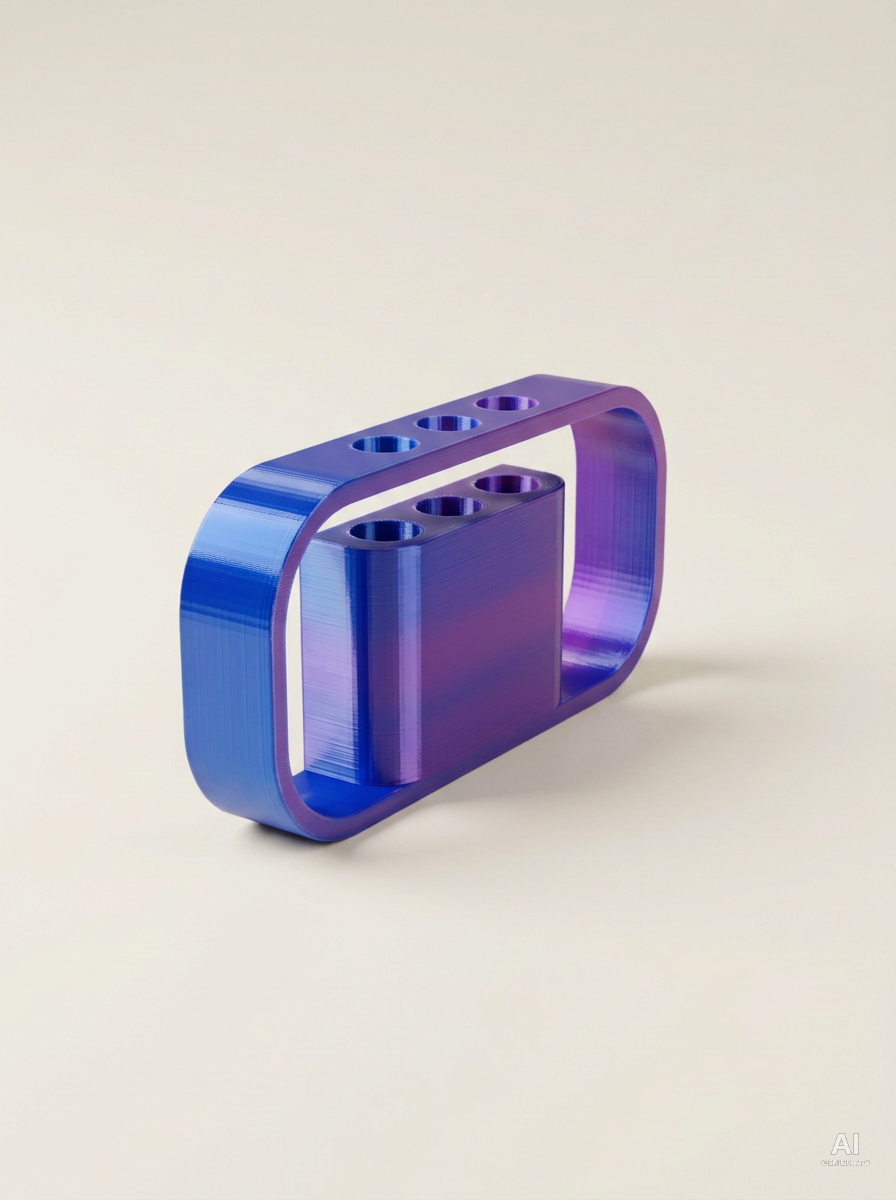 Ilios — Portapenne da scrivania stampato in 3D - effetto bicolore - Blu Viola Silk