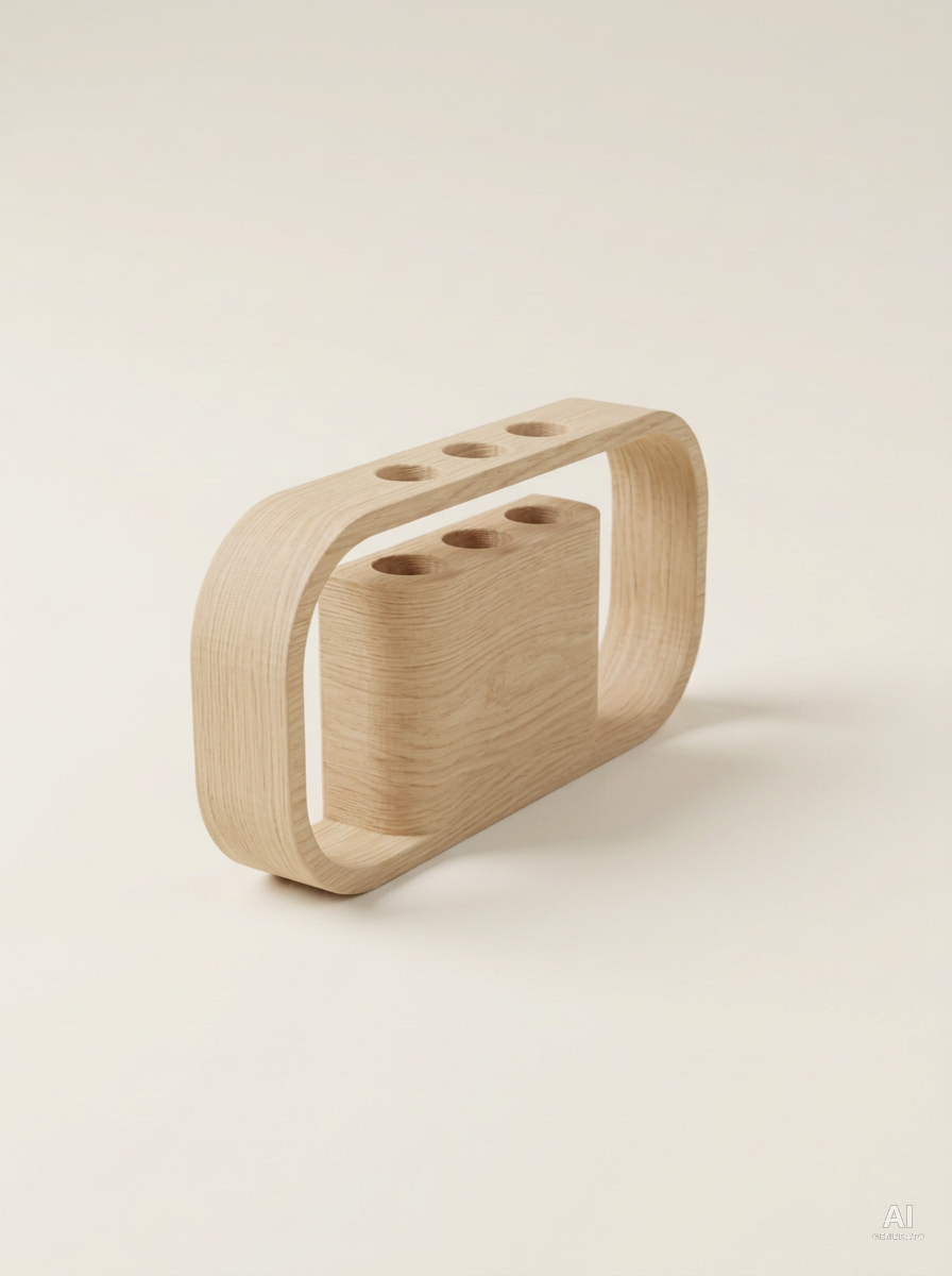 Ilios — Portapenne da scrivania stampato in 3D - effetto effetto_legno - Legno Rovere