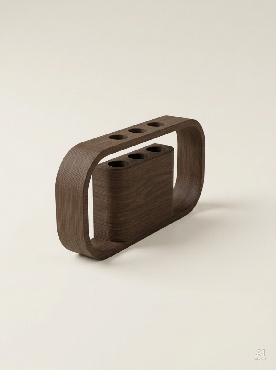 Ilios — Portapenne da scrivania stampato in 3D - effetto effetto_legno - Nero Legno