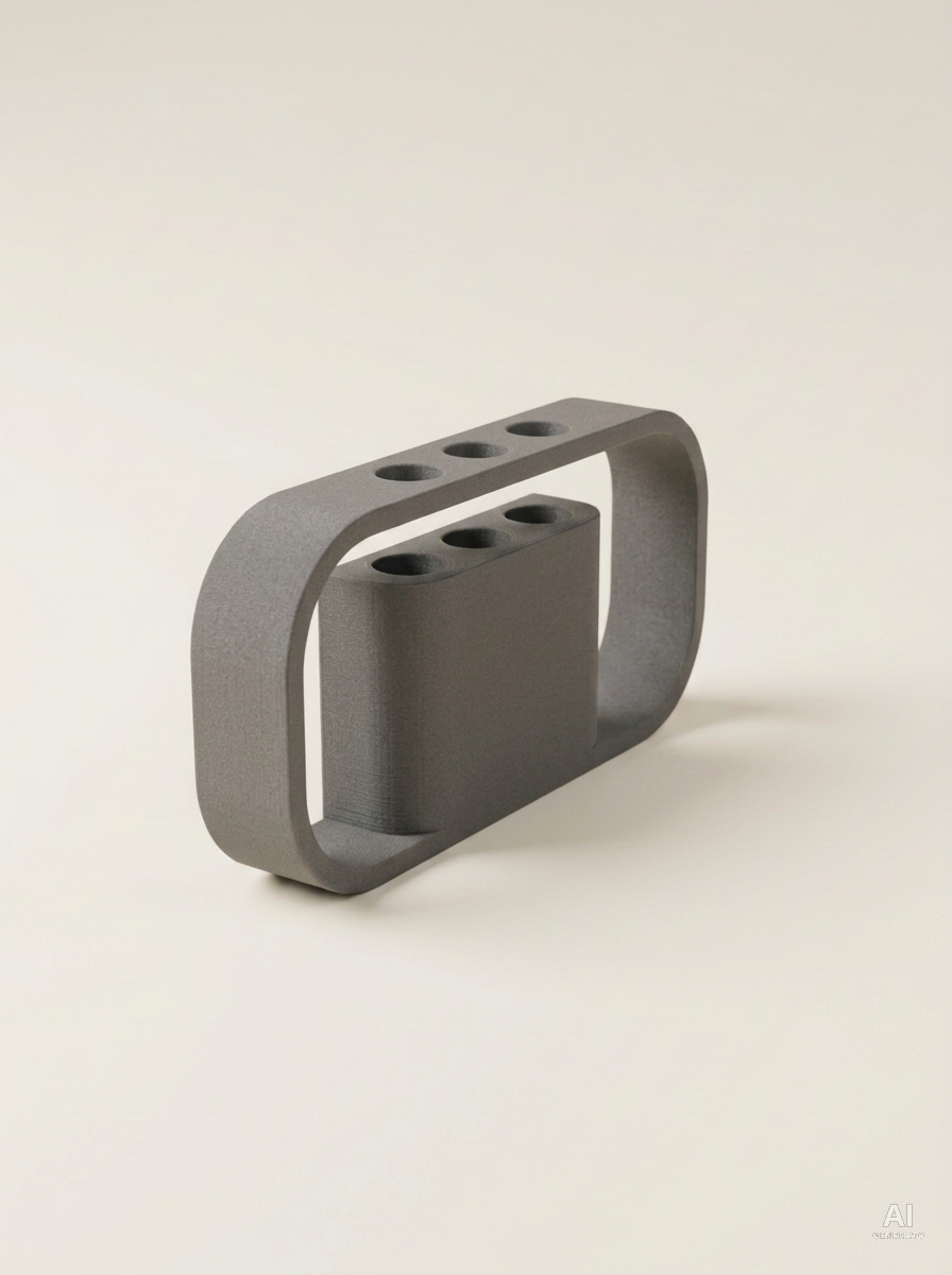 Ilios — Portapenne da scrivania stampato in 3D - effetto fibra_di_carbonio - Grigio Lava Carbonio