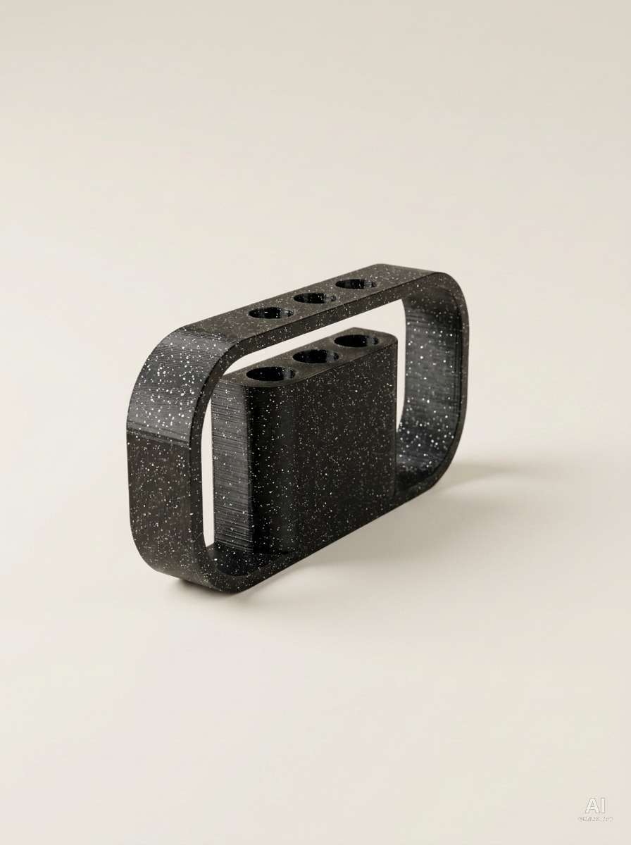Ilios — Portapenne da scrivania stampato in 3D - effetto glitter - Nero Glitter