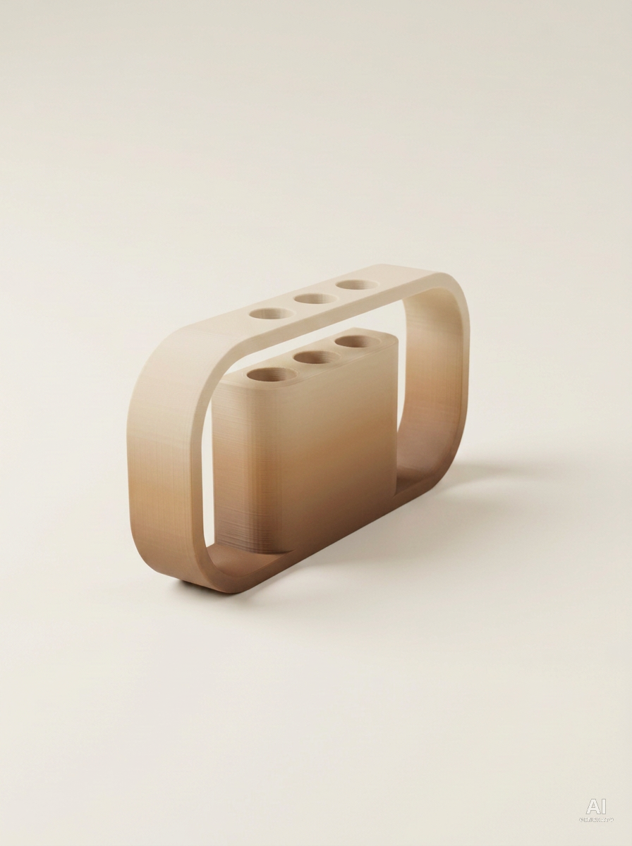 Ilios — Portapenne da scrivania stampato in 3D - effetto gradiente - Cappuccino Sfumato