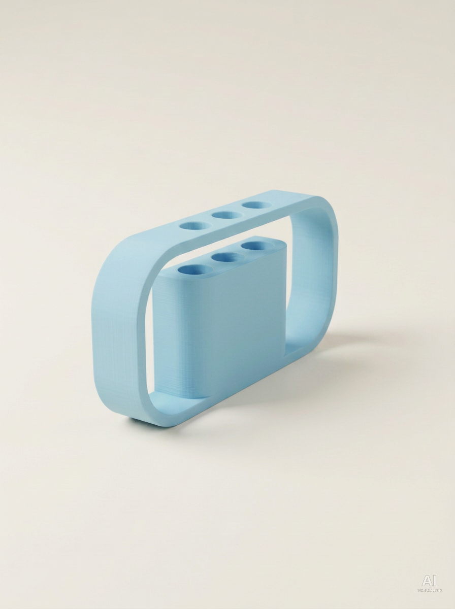 Ilios — Portapenne da scrivania stampato in 3D - effetto opaco - Blu Ghiaccio