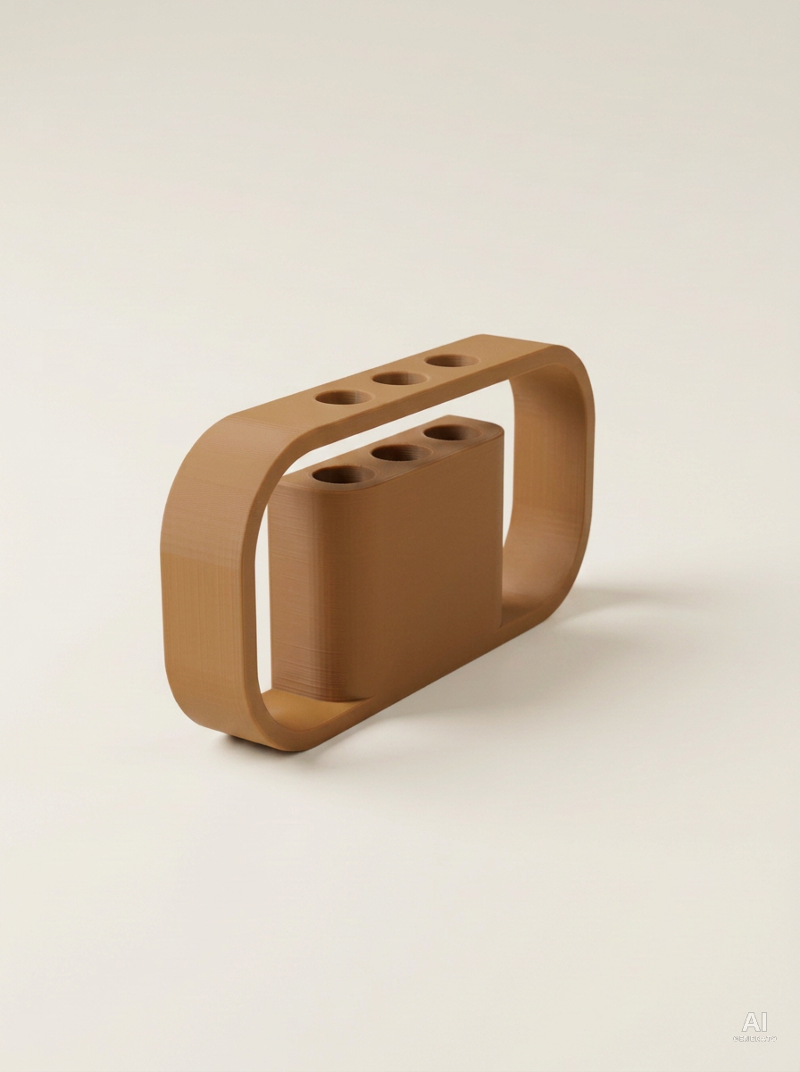 Ilios — Portapenne da scrivania stampato in 3D - effetto opaco - Marrone Nocciola