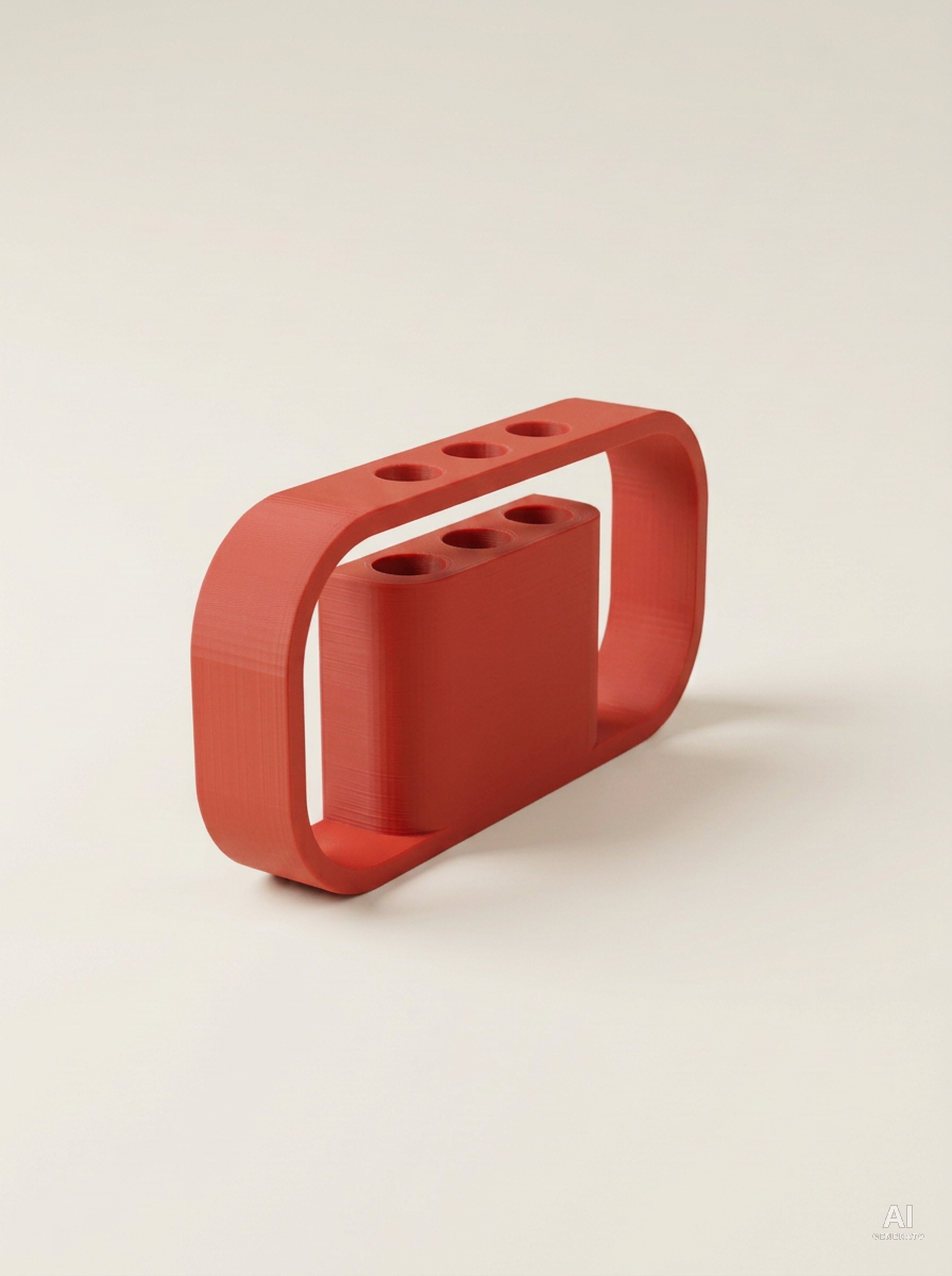 Ilios — Portapenne da scrivania stampato in 3D - effetto opaco - Rosso