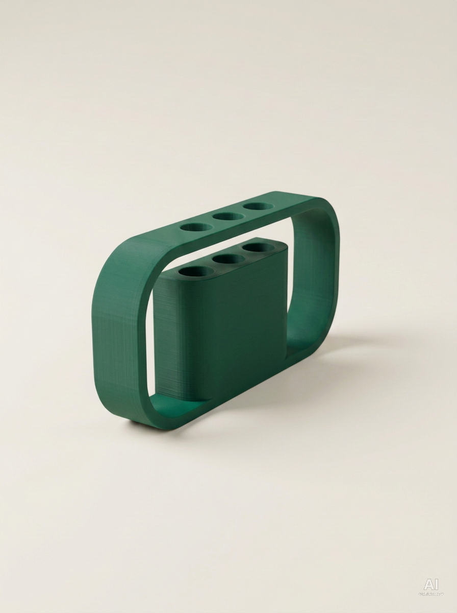 Ilios — Portapenne da scrivania stampato in 3D - effetto opaco - Verde Scuro