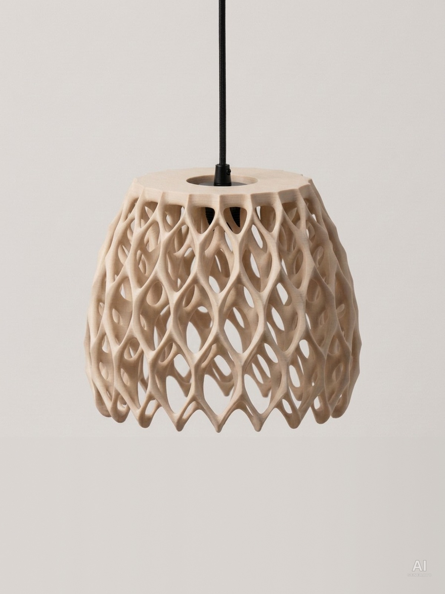 Invader04 – Paralume a sospensione con reticolo a goccia - effetto legno - Legno Rovere