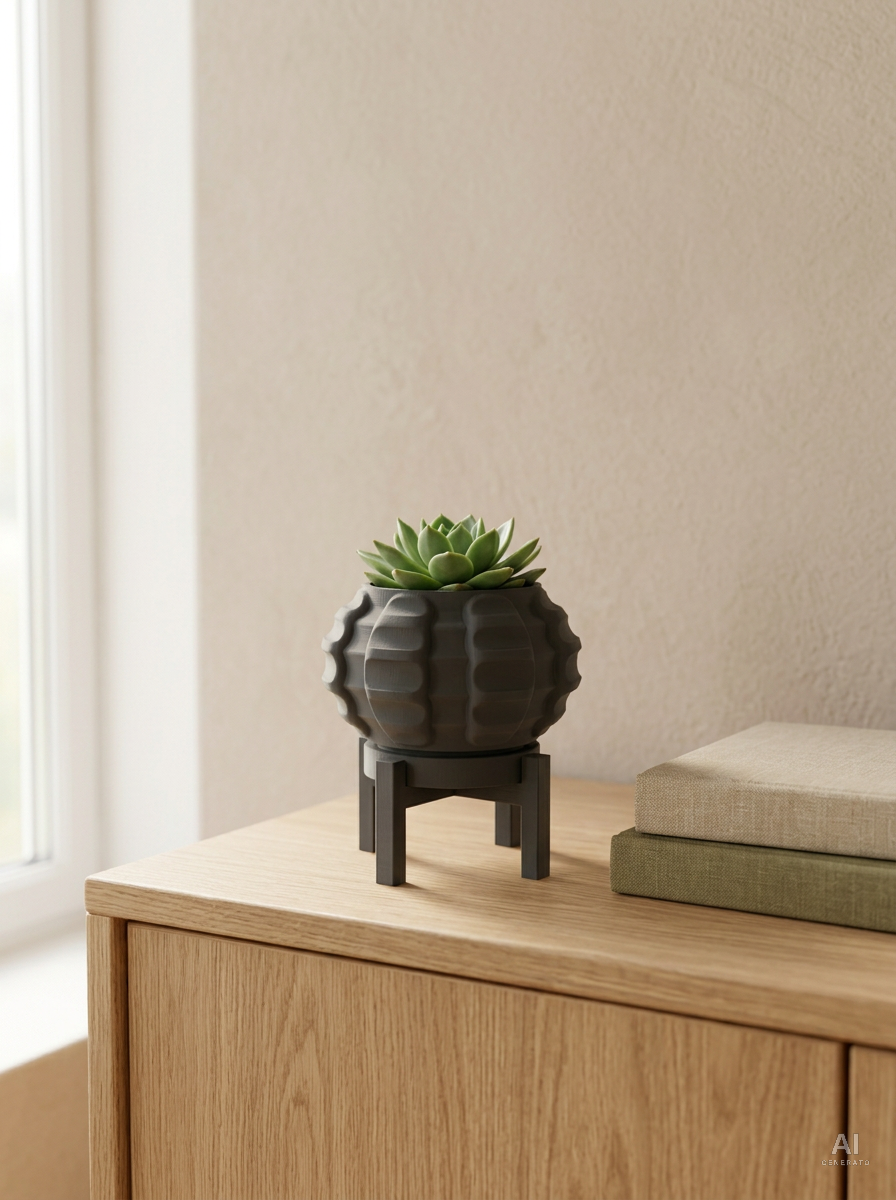 Jute — Vaso a intreccio con sottovaso e supporto, stampato in 3D — ambientata