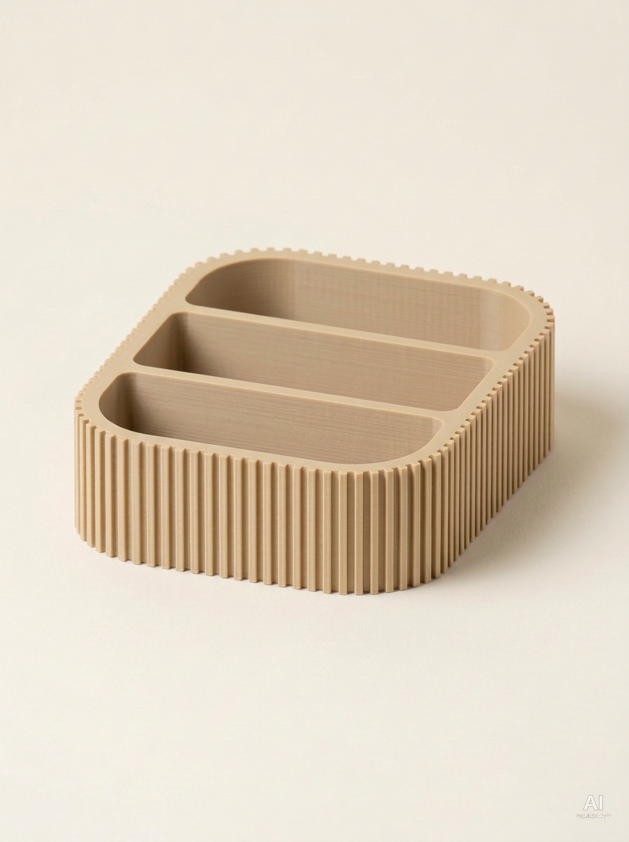 Kalio — Organizer da scrivania a tre scomparti in 3D - finitura opaca - Caramello