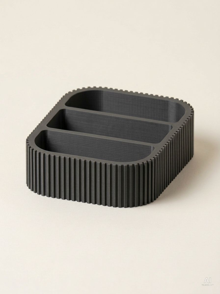 Kalio — Organizer da scrivania a tre scomparti in 3D - finitura opaca - Carbone
