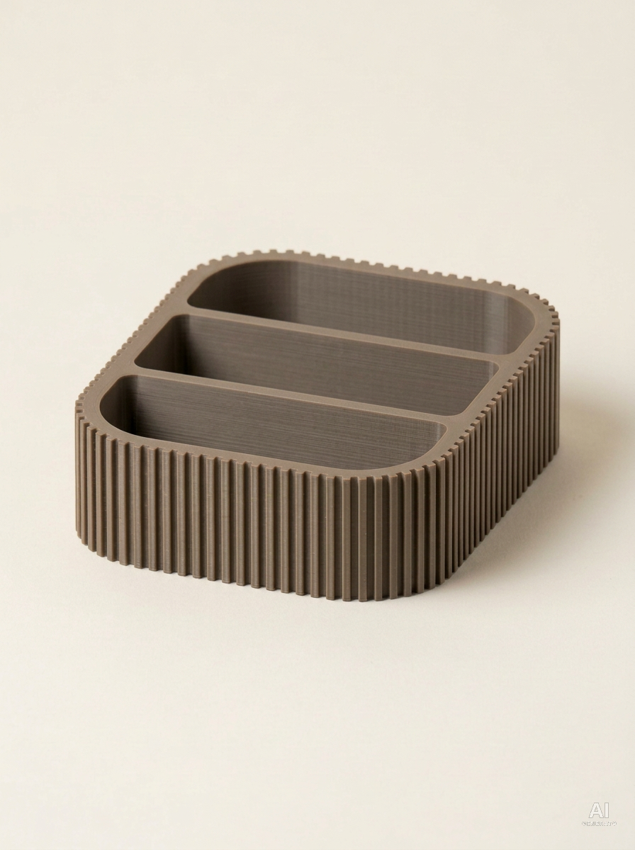 Kalio — Organizer da scrivania a tre scomparti in 3D - finitura opaca - Marrone Cioccolato