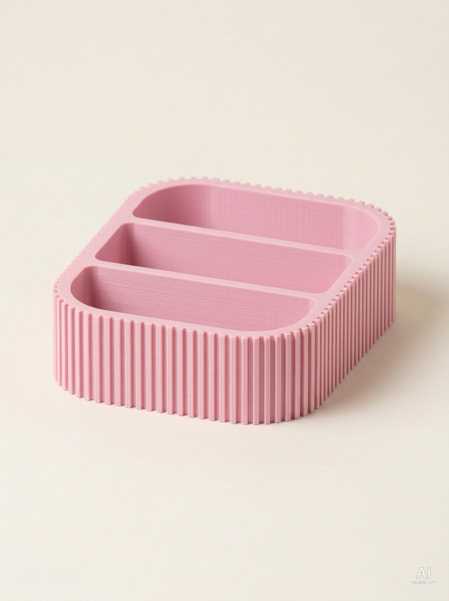 Kalio — Organizer da scrivania a tre scomparti in 3D - finitura opaca - Rosa Sakura