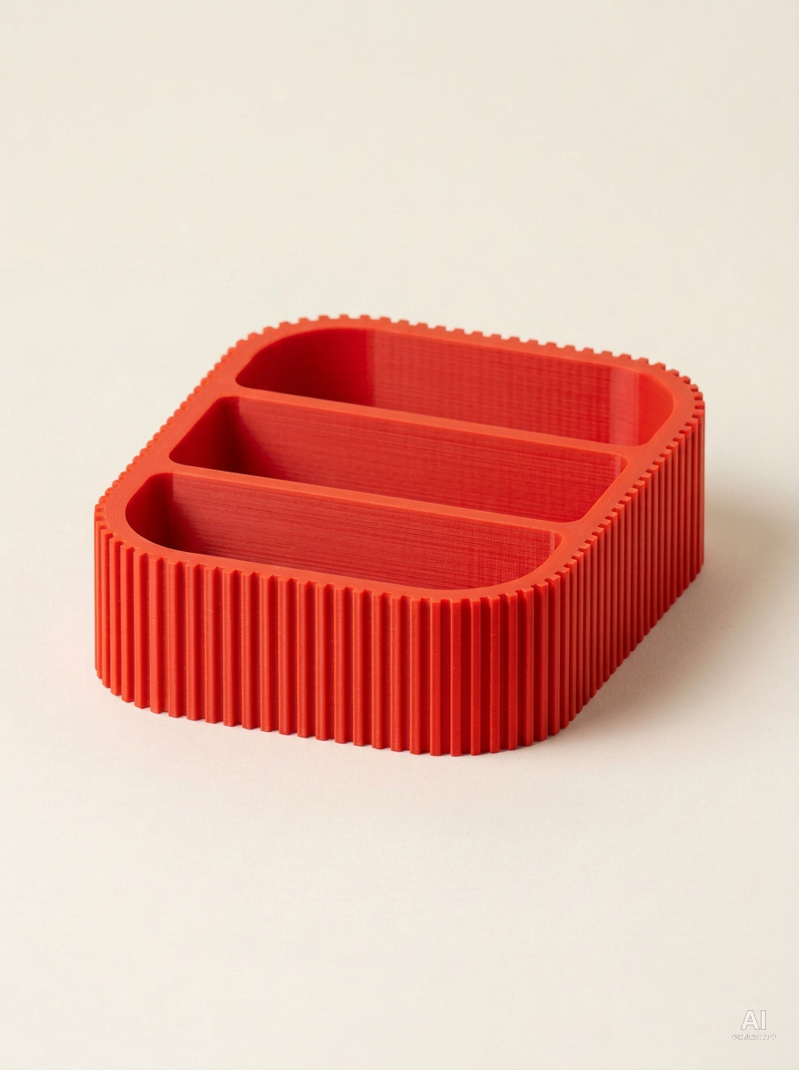 Kalio — Organizer da scrivania a tre scomparti in 3D - finitura opaca - Rosso