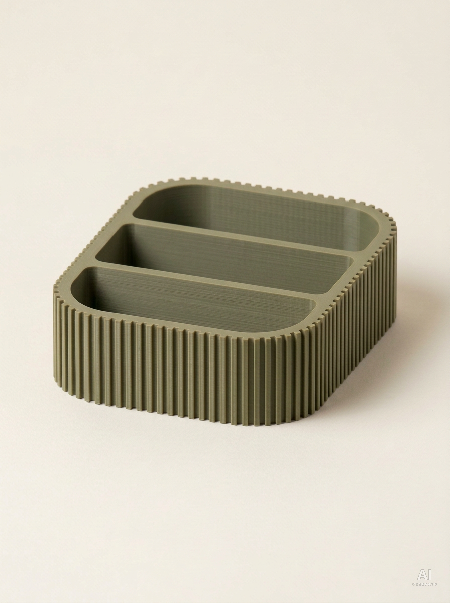 Kalio — Organizer da scrivania a tre scomparti in 3D - finitura opaca - Verde Scuro