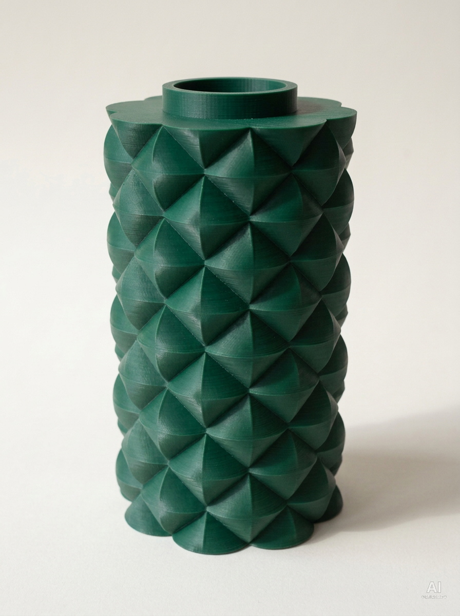 Kani — Vaso decorativo a piramidi stampato in 3D - effetto opaco - Verde Scuro