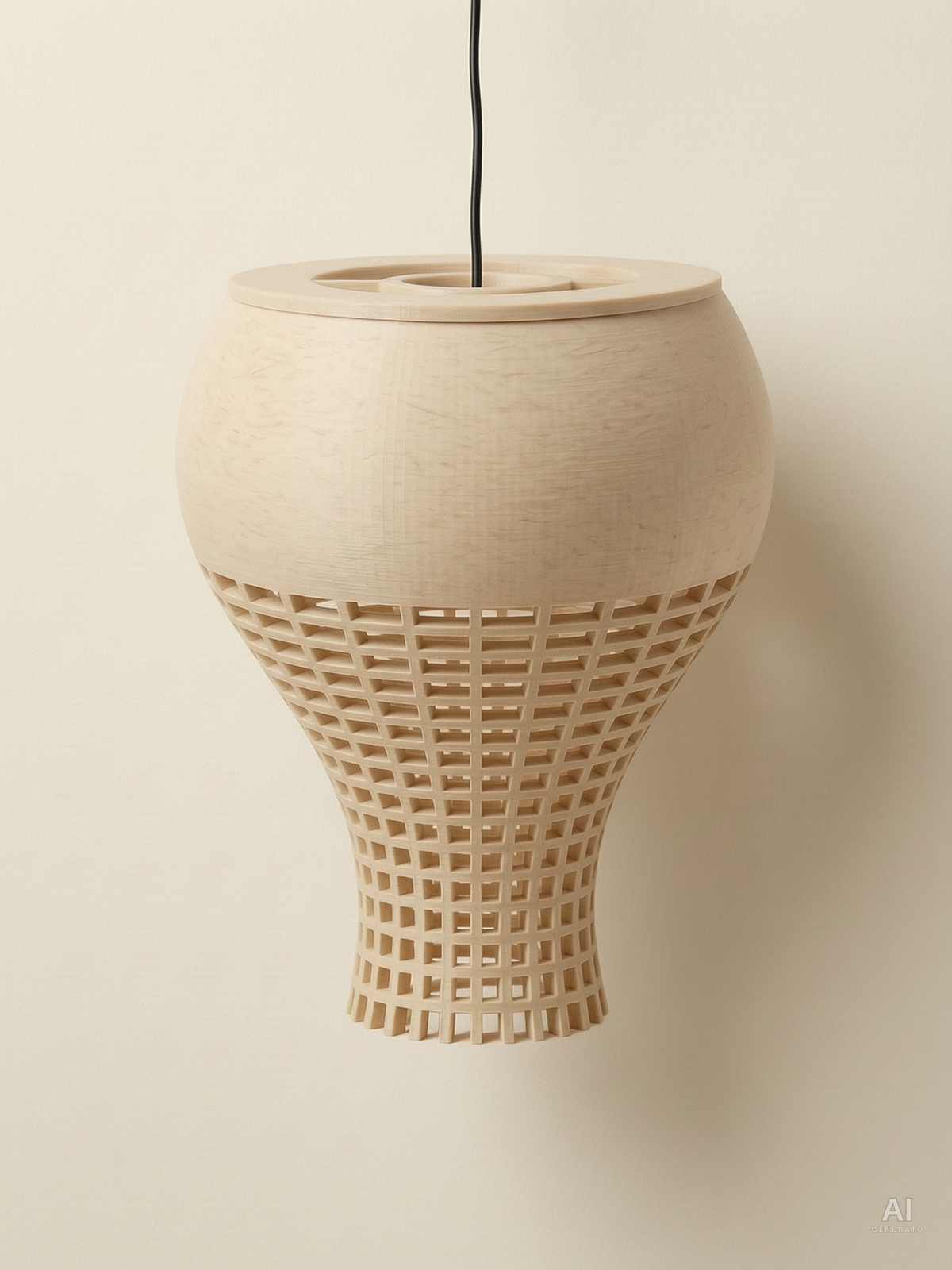 Kata – Paralume globoso con reticolo - effetto legno - Legno Rovere