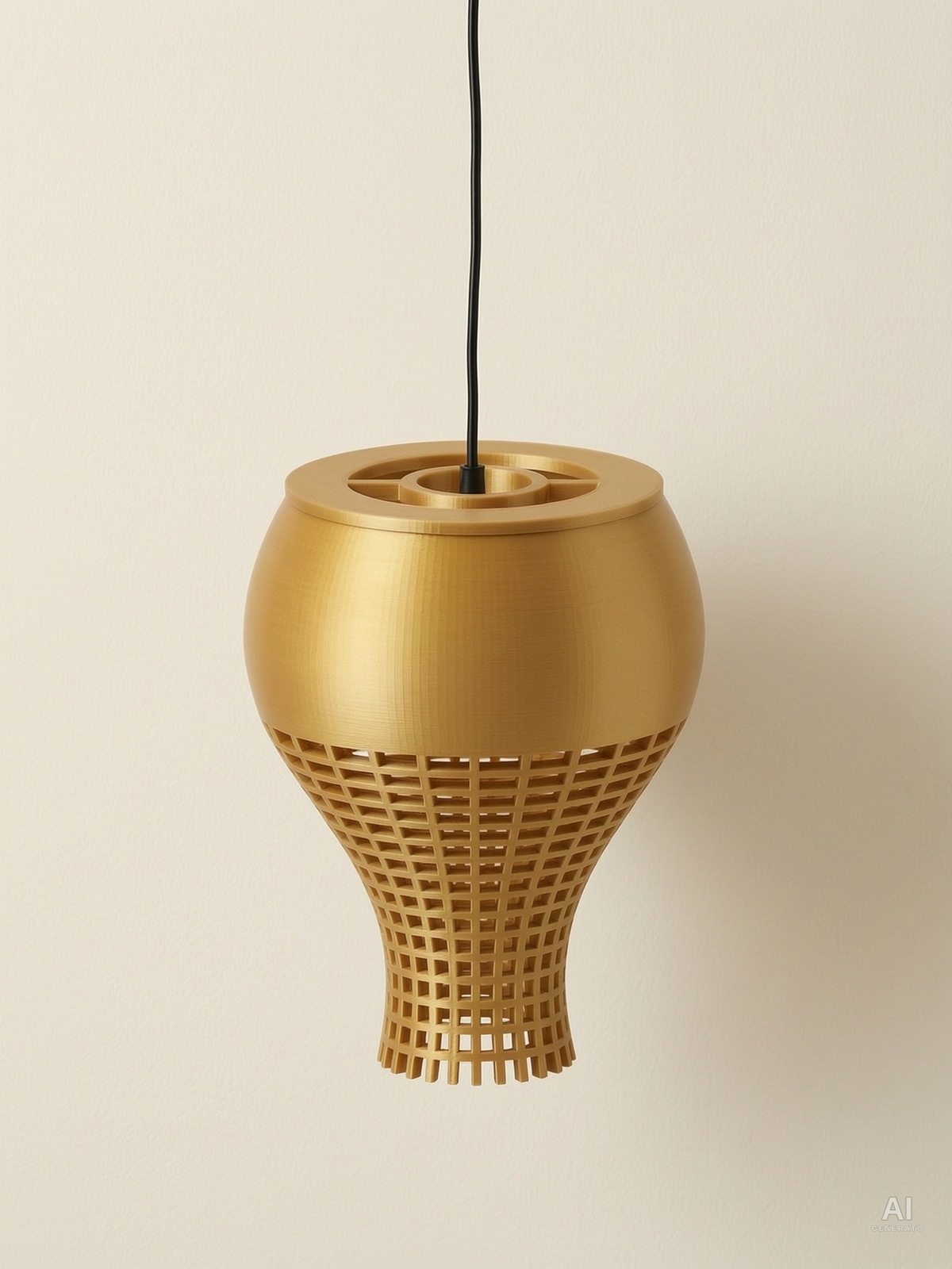 Kata – Paralume globoso con reticolo - effetto seta - Oro Silk