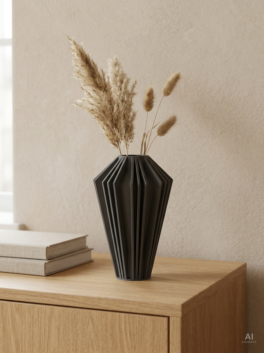 Kimi — Vaso decorativo a lamelle stampato in 3D — ambientata — vaso design
