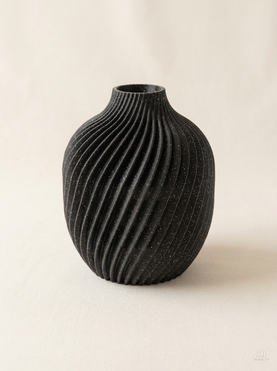 Kivan — Vaso decorativo a spirale stampato in 3D - con glitter - Nero Glitter