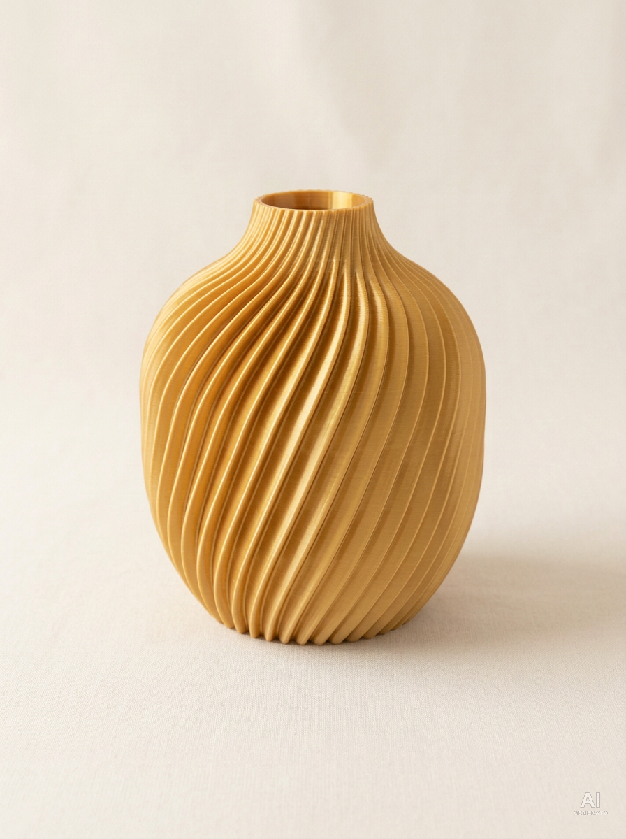 Kivan — Vaso decorativo a spirale stampato in 3D - effetto seta - Oro Silk